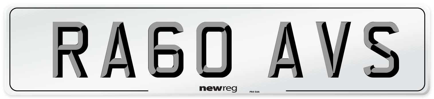 RA60 AVS Number Plate from New Reg